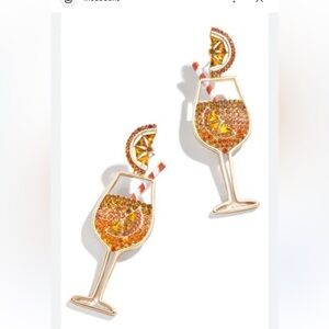 Orange and Gold Cocktail Glass Earrings
